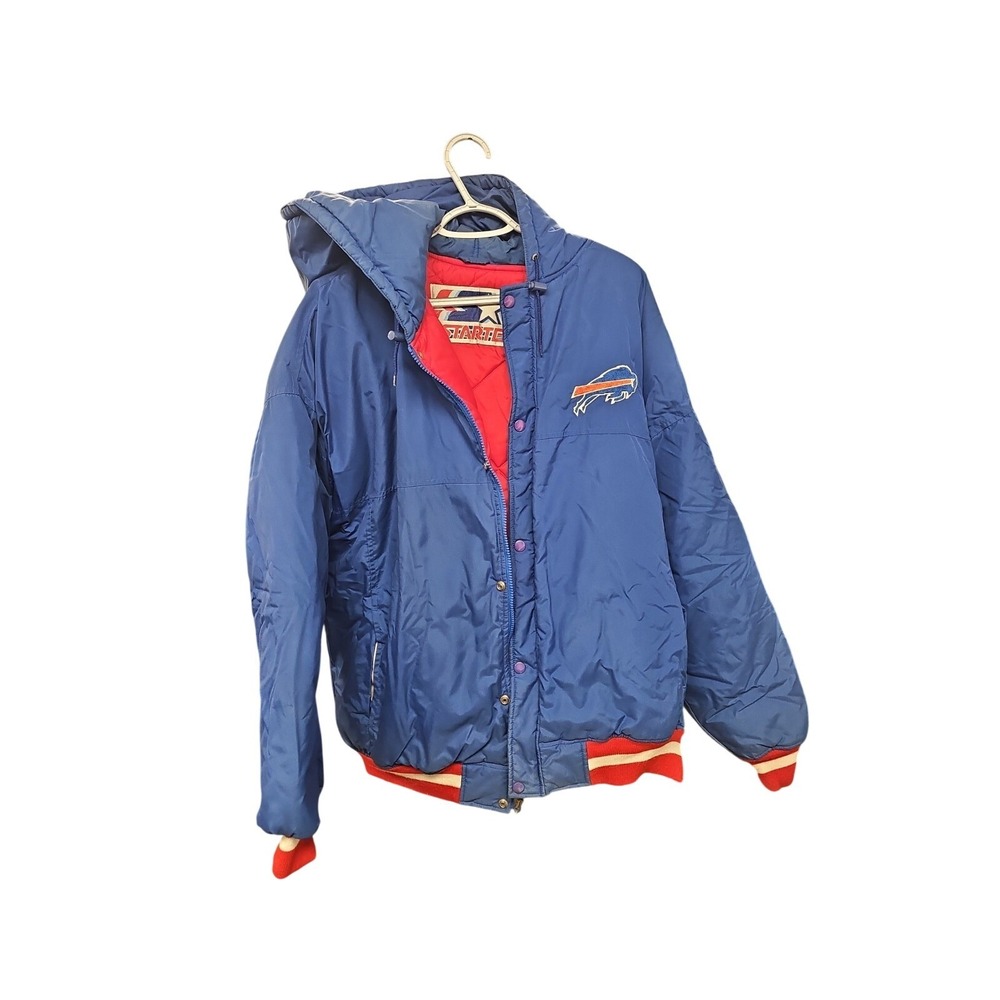 Vintage Buffalo Bills Apex One NFL Windbreaker Jacket Navy Blue Mens Large